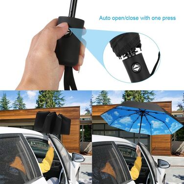 Вітростійкий автоматичний парасолька для подорожей, 8 спиць, для чоловіків та жінок (блакитний)