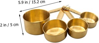 BESTOYARD 2 Sets Stainless Steel Measuring Spoons Rustproof Measuring Spoons Tablespoons Measuring Spoons Measuring Cups Micro Scoop Measuring Scoop Measuring Cups Baking Stainless Steel Golden 4 Pieces * 2