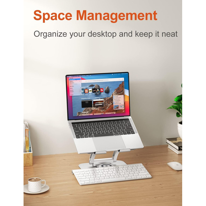 Adjustable Laptop Stand with 360° Rotation - Ergonomic Desk Stand for 10-17