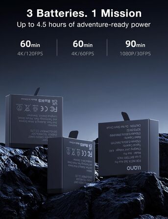 Зарядний пристрій llano AC3 30W та набір з 3-х акумуляторів 1950mAh для Insta360 Ace Pro 2 / Ace Pro, швидка зарядка PD, LED-індикація, кейс для зберігання