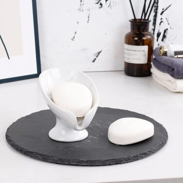 Керамічна мильниця Umlaca, мильниця для душу, підставка для мила, самозливна, листяна форма, вінтаж, для кухні, ванної кімнати, душа, білий мармур, сірий мармур