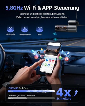 Відеореєстратор автомобільний 4K+1080P Dashcam з Wi-Fi, SD 64GB, нічна зйомка, G-сенсор, паркування