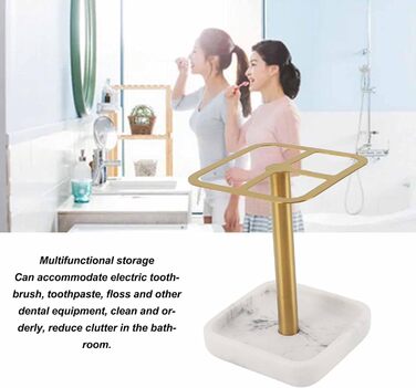 Bathroom Toothbrush Holder, 304 Stainless Steel, 3-Slot Bathroom Toothbrush Holder, Space-Saving Toothpaste Organizer (Gold)