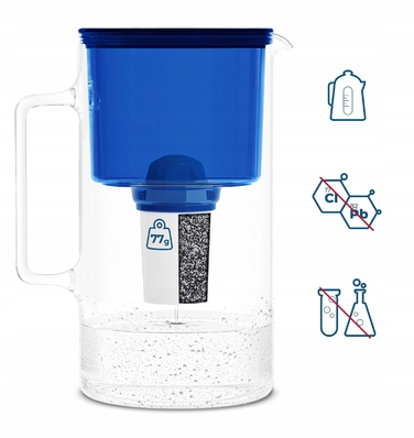 Скляний фільтр-кувшин Wessper D2 BOROSILICATE 3л, синій + 12 фільтрів