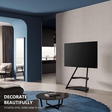 FITUEYES Rolling TV Stand - Mobile TV Stand with Wheels for 43-75 inch Flat & Curved TVs - Height Adjustable, Swivel, Tilt, Eiffel Series Black