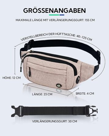 Водонепроникна поясна сумка Waterfly: чоловіча/жіноча, для спорту, подорожей, прогулянок з собакою. Beige