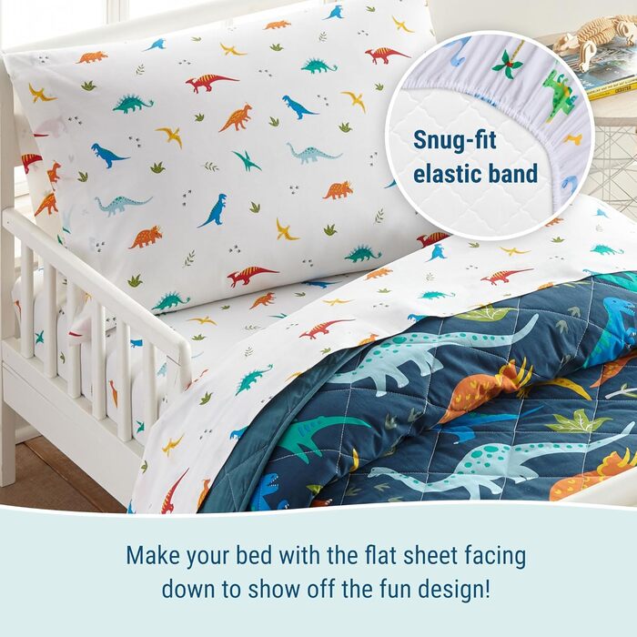 Wildkin Комплект постільної білизни для дітей Wildkin Jurassic Giants (4 предмети): ковдра, простирадло, підстилка, наволочка. Оeko-TEX Standard 100, BPA-Free