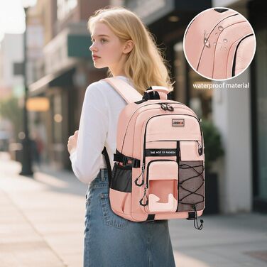 Водонепроникний рюкзак для школи: великий, міцний, для підлітків та дорослих (рожевий)