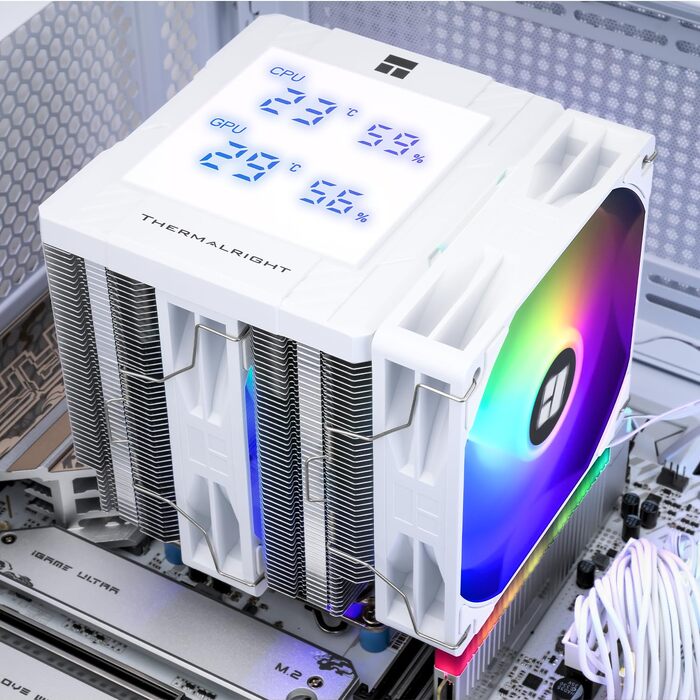 Кулер для процесора Thermalright Peerless Assassin 120 Digital Black, з цифровим дисплеєм, 6 тепловими трубками, ARGB, для AM4/AM5, Intel LGA1700/1851/1200/115x, чорний