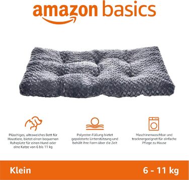 Amazon Basics Machine-Washable Dog Bed for Large Dogs - Washable and Durable, 102 x 69 x 9 cm, Gray Swirl (74 x 53 x 8 cm (L x W x H))