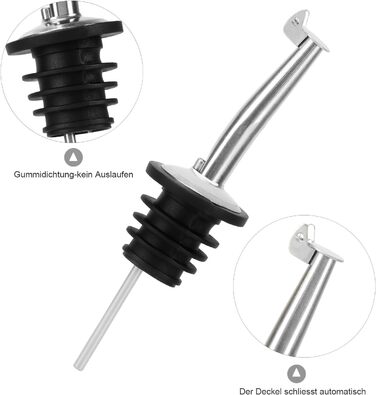 Наливайчики для пляшок Incutex з нержавіючої сталі (10 шт.) з клапаном та щіткою для чищення, стопор для масла, для олії, спиртних напоїв, вина, лікеру, оцту