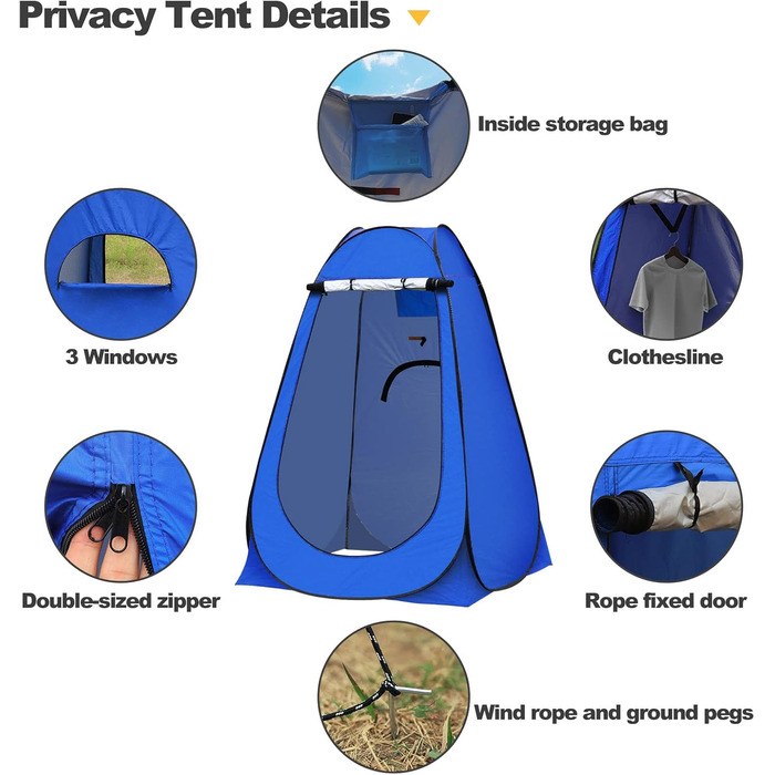 CLIPOP Portable Pop-Up Privacy Tent - Outdoor Shower & Changing Tent with UV Protection - Beach, Camping, Fishing - Includes Carry Bag