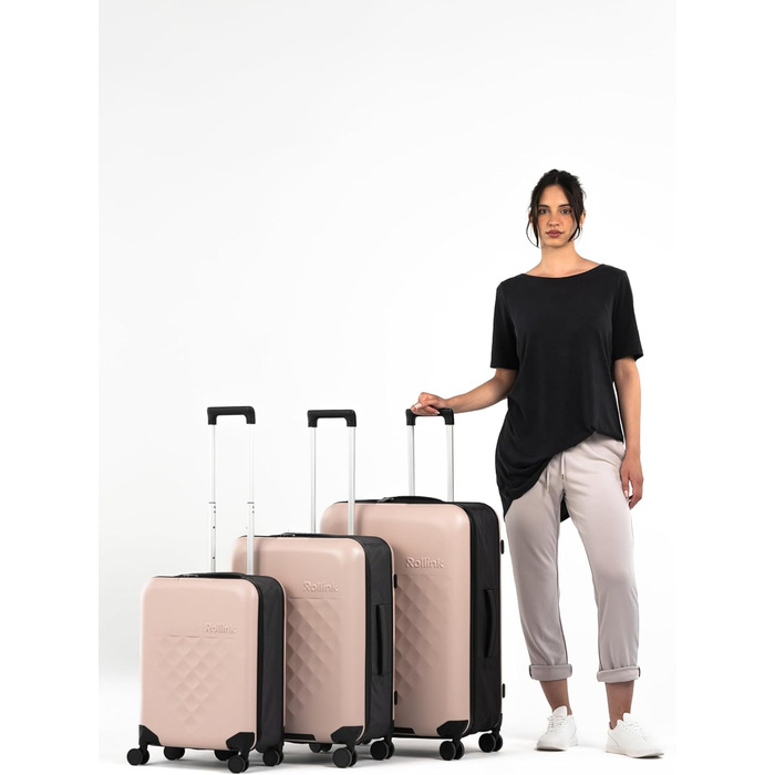 Чемодан Rollink Vega 360, чорний, 104L, 4 колеса, інноваційний замок, міцний, екологічний, для перевірки багажу