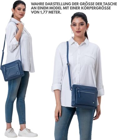 Сумка через плече Wise Owl з натуральної шкіри: жіноча та чоловіча, маленька сумка-кросбоді, 5 відділень, колір сапфіровий блакитний, шкіра наппа