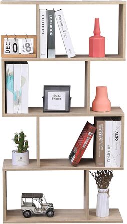 Etnicart Bookshelf, Oak Finish, Office, Modern, Double-Sided, 70x23.5x127.5cm Self-Supporting, Cube Design, Suitable for Entrance, Living Room, Children's Room, Wood Bookshelf, Office Shelf, DVD Cabinet