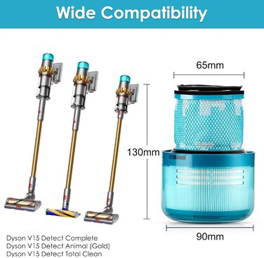 Фільтр HEPA для пилососа Dyson V15 Detect/Animal, V11 SV14 (3 шт.) - Мийний, багаторазовий, арт. 970013-02