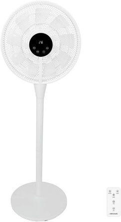 Вентилятор Cecotec EnergySilence 1030: 28W, DC-двигун, 24 швидкості, 3 режими, осциляція, тиха робота, регулювання висоти, 10 лопатей, білий