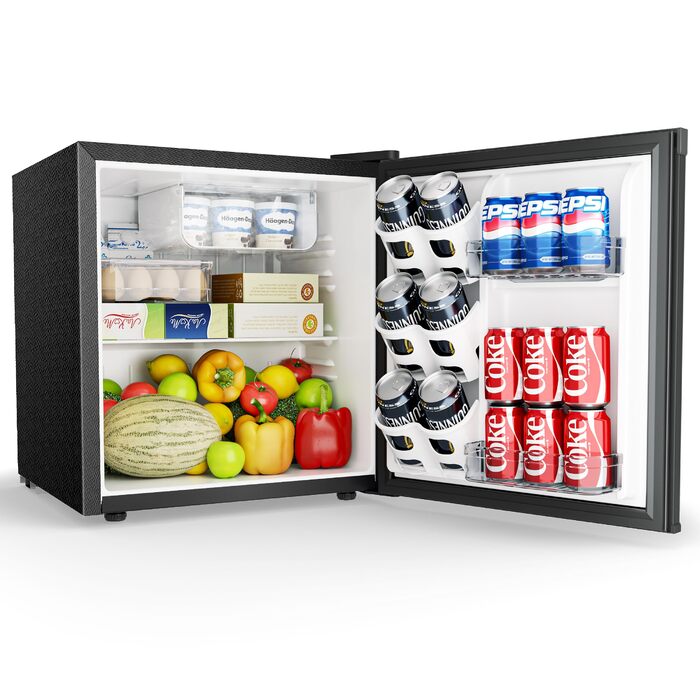 EUHOMY Міні холодильник 46L, компактний холодильник з регулюванням температури, тихий (38dB), енергоефективний, для спальні/офісу (чорний)