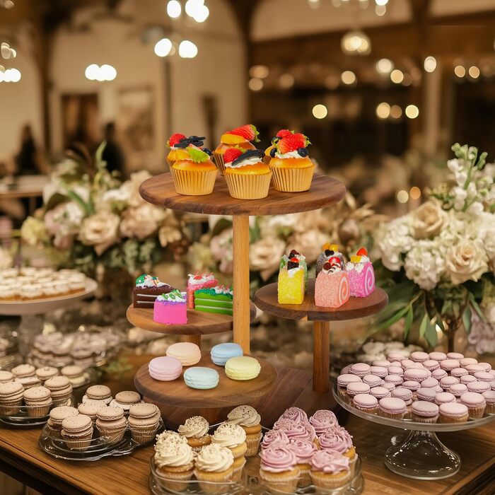 Дерев'яний етажерка/стійка для тортів та капкейків E-ROOM TREND | 4 яруси | для вечірок, дня народження, дитячого свята