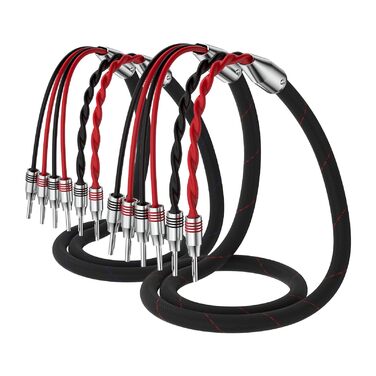 Акустичний кабель HiFi Biwire 2x банани - 4x банани, 2.5м, позолочені роз'єми