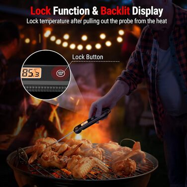 ThermoPro Twin TempSpike Бездротовий термометр для м'яса з Bluetooth, 150м, для гриля, духовки, ротисерії, безпечний у посудомийній машині (Помаранчевий)