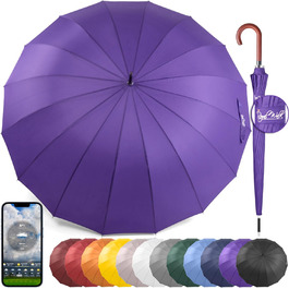 Royal Walk Automatic Travel Golf Umbrella - 54 inch / 140cm - Windproof, Waterproof, Large Size for 2 People - Classic Design, Wooden Handle, Unisex