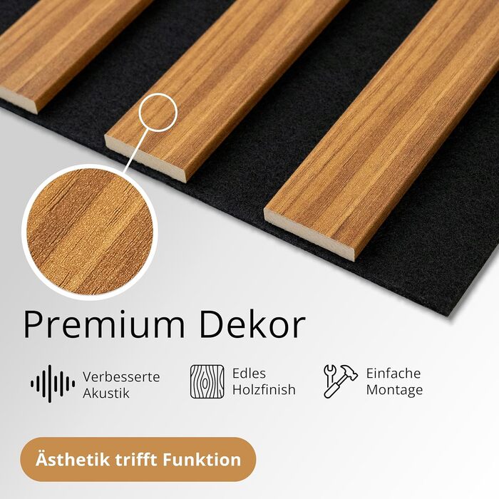 Акустичні панелі SPAZIO (набір 2 шт.) 260x54 см, колір Світлий горіх — стінова облицювання з акустичного фетру