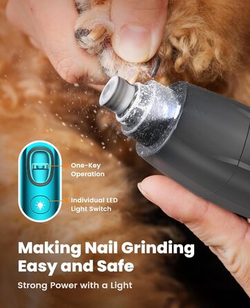 Oneisall 4-in-1 Pet Grooming Kit: Dog & Cat Hair Clippers, Trimmer & Nail Grinder with LED Light - Rechargeable Blue