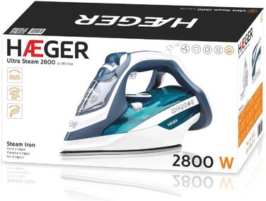 Праска HÆGER ULTRA STEAM 2800: керамічна підошва, захист від накипу та протікання, самоочищення, 2800 Вт