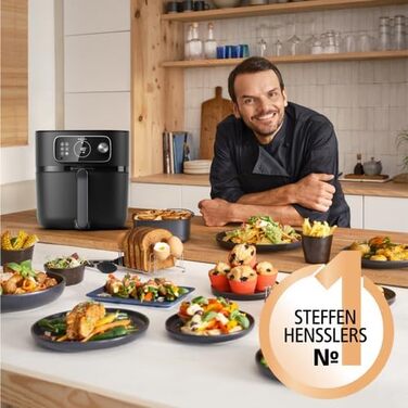 Philips Airfryer Combi 7000 Series XXL - 8.3 l (2 kg), 22-in-1 Air Fryer, WiFi Connection, 99% Less Fat Addition with Rapid CombiAir, HomeID App, Black (HD9876/90) 8.3 L WiFi-Connected, Auto-Cook
