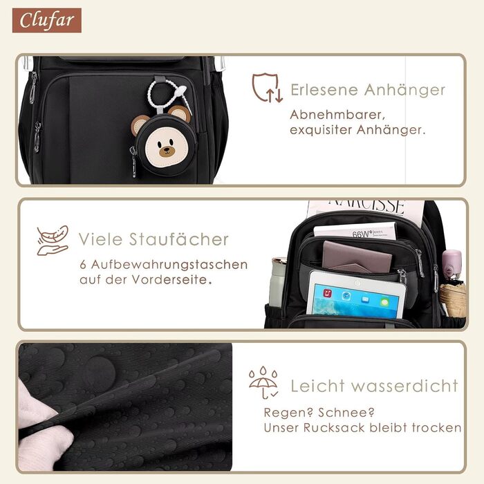 Шкільний рюкзак для підлітків (дівчаток та хлопців) - водонепроникний, великий, для школи та подорожей (чорний)