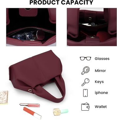 Сумка-клатч жіноча Cloud Pouch Bag бордового кольору з ремінцем через плече, вінтажна сумка-тоут