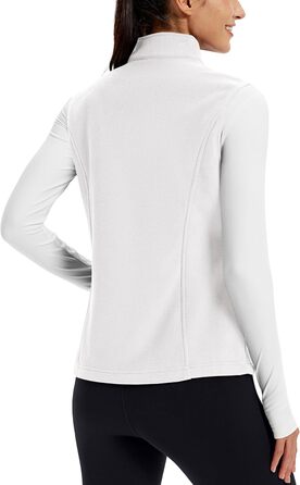 TACVASEN жіноча флісова жилетка Outdoor, тепла жилетка з капюшоном та кишенями на блискавці, спортивна жилетка для жінок (XL, білий)