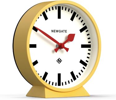 NEWGATE® M Mantel Clock for Fireplace Inserts, Silent, No Ticking, Modern Mantel Clock, Small Mantel Clock, Railroad Dial (Yellow)