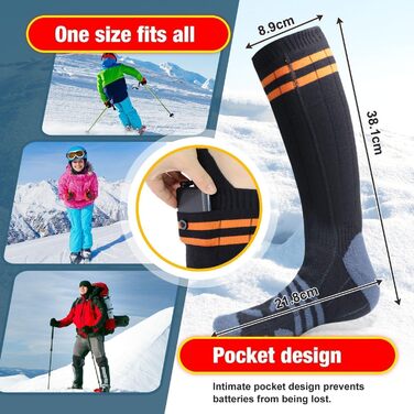 Гріючі шкарпетки з підігрівом, 5000mAh, 4 режими температури, USB, для катання на лижах, велосипеді, риболовлі, кемпінгу, унісекс, 35-45 EU