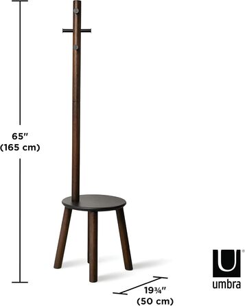 Umbra Pillar Coat Rack with Bench, Default_no_Selection_Value, White/Natural, One Size (Black/Walnut, Coat Rack with Bench)