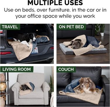 Кішечка Furhaven: зручне ліжко для кота з флісу, складане, миється - Small (Cozy Denim, X-Large)