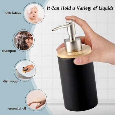 Дозатор для мила з кераміки, 500 мл, з металевим насосом, 2 шт. (білий/чорний)