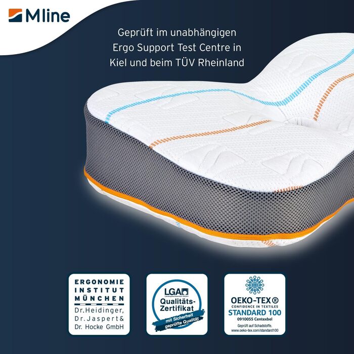 M LINE Athletic Pillow - Orthopedic Pillow - Side Sleeper Pillow - Ergonomic Head Pillow - Pillow for Neck Pain - Butterfly Pillow with Optimal Ventilation - 50 x 35 x 12 cm