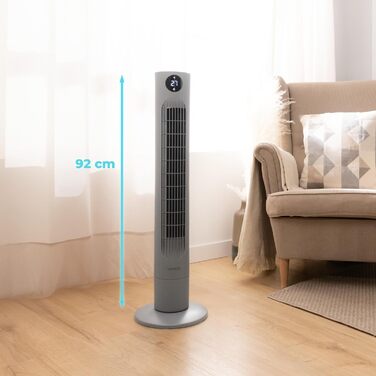 Вентилятор Cecotec Digitale Turm EnergySilence 890 Skyline, 50 Вт, 76 см, з таймером та пультом, мідний мотор, 3 швидкості, 3 режими, чорний