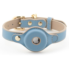Cupertino Dog Collars, Harnesses & Leashes made of vegan leather with dog tracker device holder, adjustable dog collar (Small (Neck: 12x15), Pink) (Medium (Neck: 15x19), Blue)