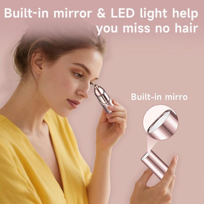 Електричний жіночий інтимний тример 5-в-1 для обличчя, бікіні, ніг, носа та вух. Перезаряджається, підходить для мокрого та сухого гоління. Комплектація: золотий дзеркало (2-в-1) + 2 змінні насадки.