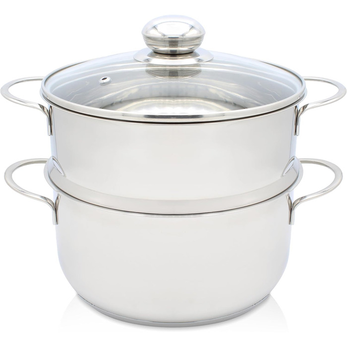 Каструля-пароварка для картоплі Krüger з нержавіючої сталі з кришкою, біо-пароварка з зручним краєм для виливання та енергозберігаючим капсульним дном, 16 см