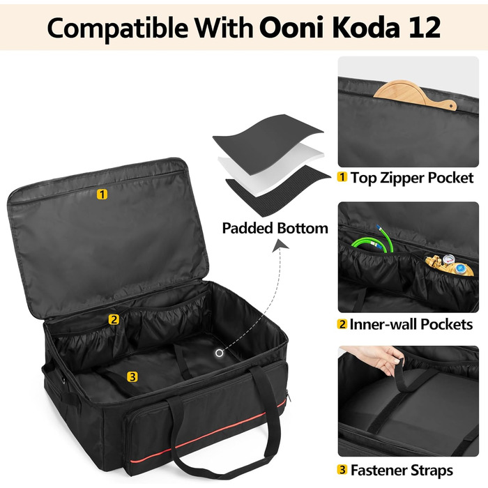 HODRANT Pizza Oven Carry Bag, Compatible With Ooni Koda 12 Gas Pizza Oven, Outdoor Cover With Shoulder Strap, Oven Accessory
