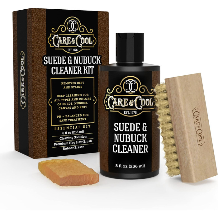 Care & Cool Suede & Nubuck Adhesive Set (8 oz) restores color and vitality to footwear and furniture (Basic Kit), neutral, 8 fl oz, Neutral, 8 fl oz
