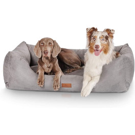 Knuffelwuff Dog Bed Dreamline in Velour XXL 120 x 85cm - Removable cover - Easy to clean - For large, medium and small dogs (Grey, L 155 x W 105 x H 30 cm)
