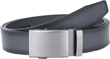 Чоловічий шкіряний ремінь VRLEGEND з автоматичною застібкою (ратинг) без дірок для ділового костюма, розмір регулюється, з подарунковою коробкою, сірий