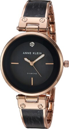Жіночий годинник-браслет Anne Klein з діамантовим циферблатом, сірий та рожеве золото