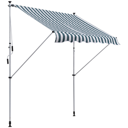 Outsunny Розкладна маркіза на кронштейнах, кріпиться затиском, 200x150 см, регульована по висоті, захист від сонця, складана, з ручним керуванням, для балкона, алюмінієва, зелена та біла