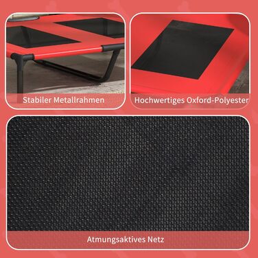 Лежанка для собак PawHut Outdoor, піднята лежанка з дихаючою сіткою, для малих та середніх собак, 91 x 69 x 29 см (Червоний)